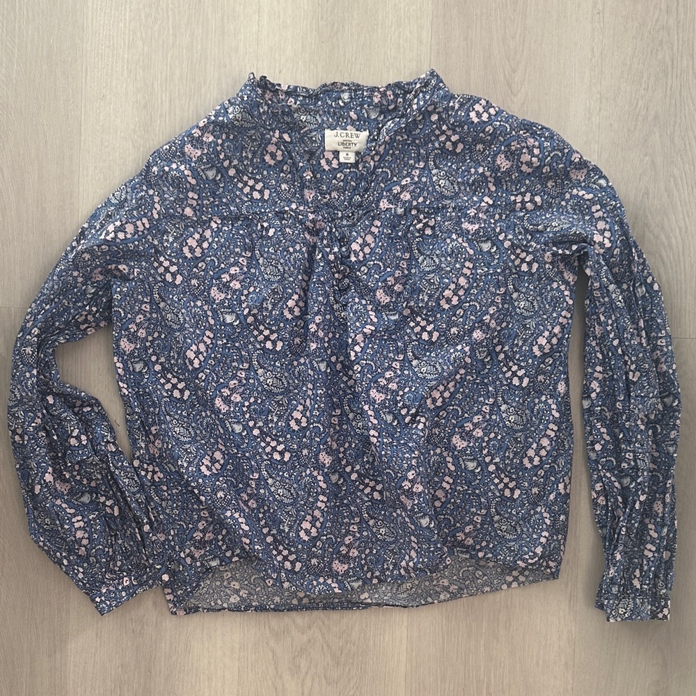 J. Crew Blue Paisley Print Women Top